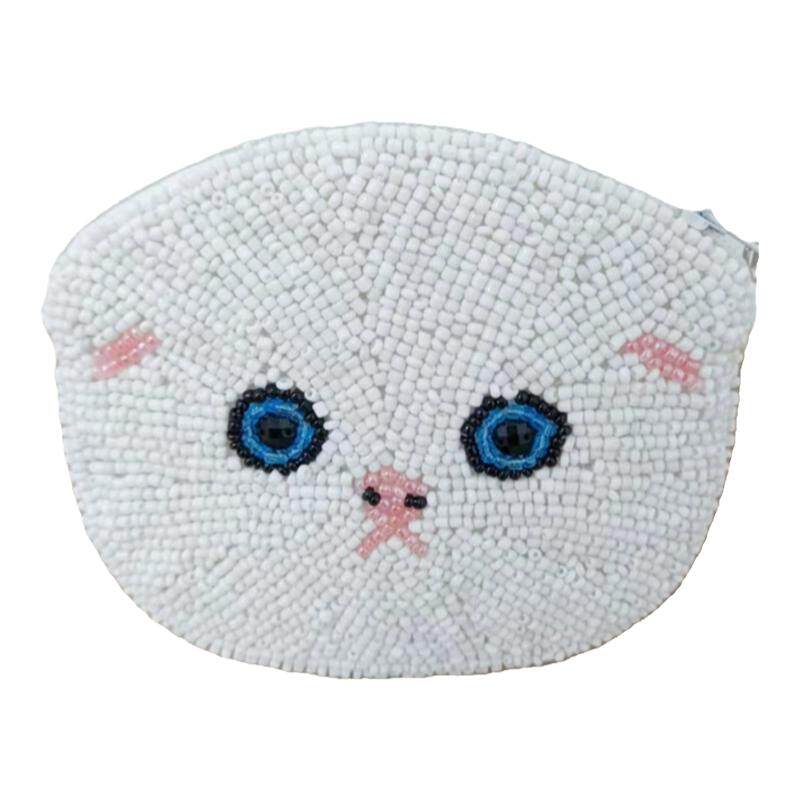 手工珠绣女可爱猫咪零钱包