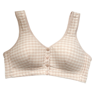 老人内衣老年女性大码背心前扣妈妈文胸中老年无钢圈运动胸罩纯棉