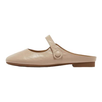 Bata羊皮书包头凉拖女新款软底百搭甜美芭蕾穆勒鞋ARM07BH5