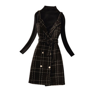 小香风吊带连衣裙女2026春秋新款法式气质名媛收腰显瘦a字短裙子