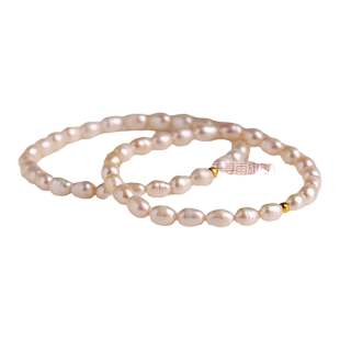 天然淡水珍珠小米珠手链女弹力简约百搭14K包金手链复古饰品礼物