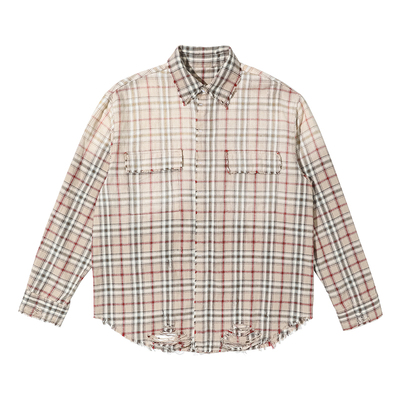 mocuishle（MCSL）SunFaded Plaid 日晒破坏格子长袖衬衫