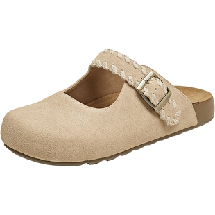 天美意厚底增高复古勃肯包头半拖鞋女外穿凉拖夏季新款BL181BH5