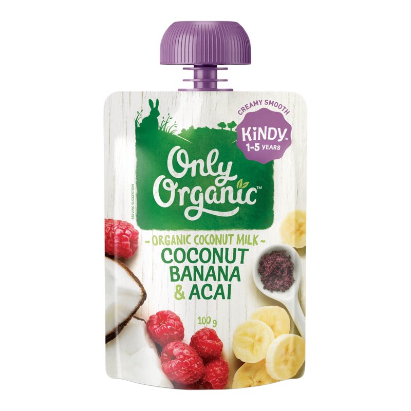 Only Organic有机香蕉椰奶巴西莓100g*6件优惠装新西兰婴儿水果蓉
