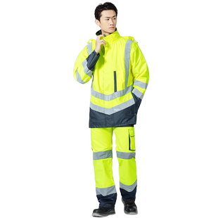 代尔塔反光工作服荧光防雨交通环卫保暖防水防寒服404010