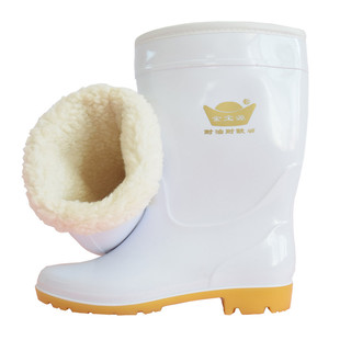 白色棉雨鞋加绒加厚耐油防滑雨靴耐酸碱食品专用防水保暖加棉水鞋