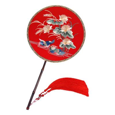 圆形汉婚扇竹刺绣古典中式唐宋