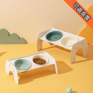 新品 猫碗陶瓷狗狗碗食盆双碗食碗保护颈椎饭碗猫咪喝水碗饭盆宠