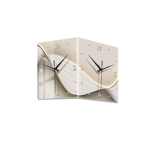 2026新款免打孔创意时钟壁灯转角钟客厅双面挂钟led发光拐角钟表