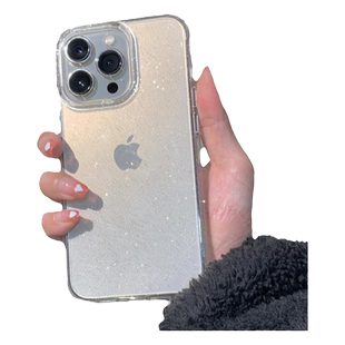 适用苹果14promax手机壳新款透明细闪iPhone15plus高级感17Pro硅胶防摔13pro全包镜头12爆款闪粉男女情侣16软