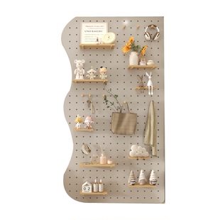 实木洞洞板入户玄关置物架配件造型墙定制免打孔波浪款装饰挂衣架