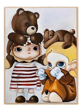 泡泡玛特小野儿童房装饰画现代极简壁画儿童房画卡通潮牌客厅挂画
