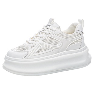 网面内增高小白鞋女2026年春季新款休闲厚底松糕板鞋爆款老爹单鞋