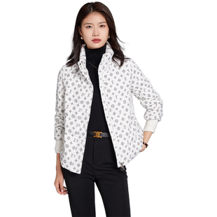 帝柔气质白色印花羽绒服女短款2025冬季新品90白鸭绒保暖轻便外套