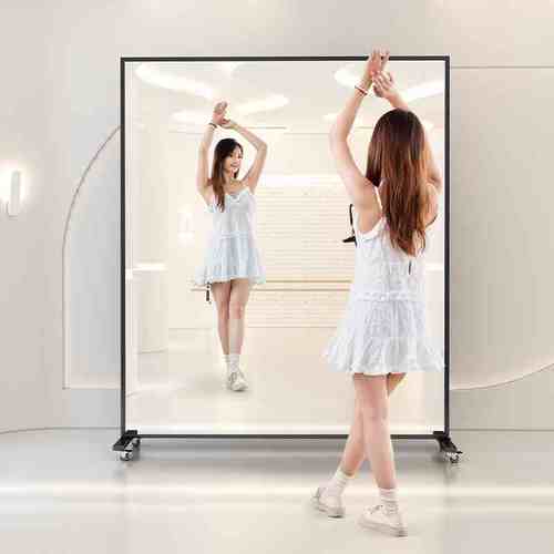 可移动舞蹈镜万向轮落地镜镜子练功房健身镜子穿衣镜家用瑜伽全身