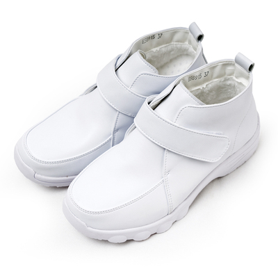 柏维真皮超轻高帮加绒护士鞋