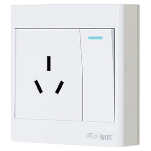 锦迈明装插座二开六孔空调插座面板2开8孔16A三孔插座带开关线盒3