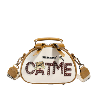 包包女款轻奢小众大学生卡通手机包拼色pu皮通勤单肩手提斜挎小包