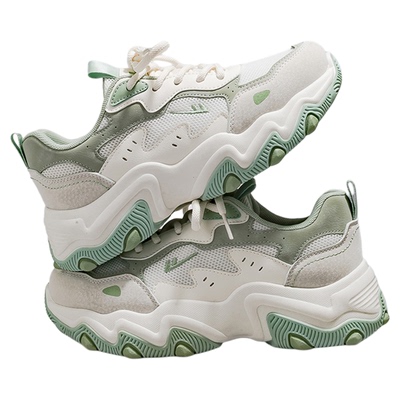 回力官方旗舰店女猫爪绿色老爹鞋