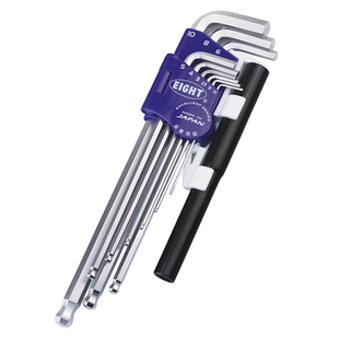 日本进口百利内六角扳手特长钻石头1.5-10mm9件套带加力套筒六角