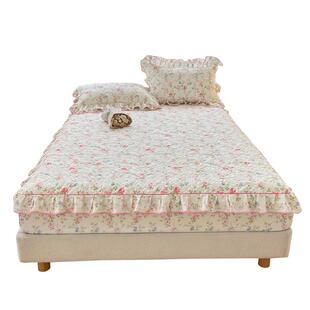 a类100全棉夹棉床笠带裙边加厚纯棉防滑花边床垫罩保护套四季通用