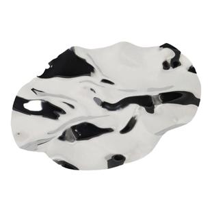 一匚 现代样板间轻奢金属银色波浪托盘 售楼处客厅餐厅桌面摆件