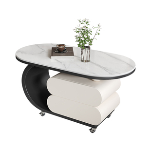 带轮可移动岩板茶几边几组合茶几客厅家用沙发边几边柜轻奢高级感