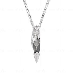 AWNL守护炽天使之翼银曜石情侣项链新年礼物送男女友