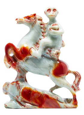 古玄空马上封侯摆件书房玉石工艺