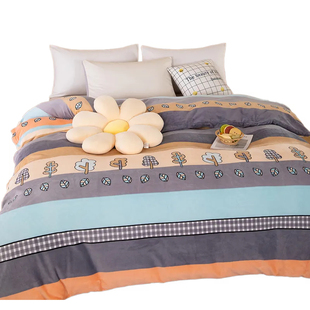 牛奶绒被套冬季加厚双面绒被罩冬季毛绒四件套180x220法兰绒被套