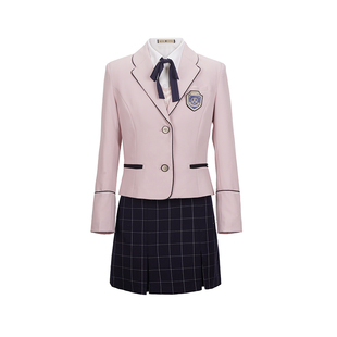 花铃太太江南道学院风原创jk制服套装西装女小个子春季女韩式粉色