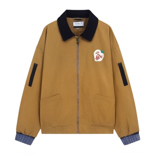 儿童秋装2025春秋新款男童中大童工装夹克翻领衬衫式复古印花外套