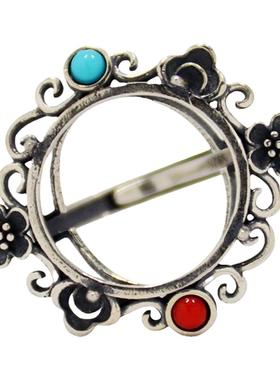 女S925纯银复古DIY镶嵌戒指空托