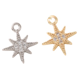 14K包金微镶锆石八芒星吊坠手工diy手链白金色挂件项链项坠吊饰