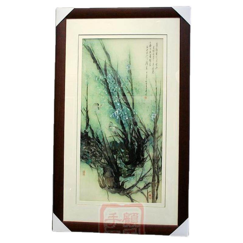 顾氏手工苏绣新中式花鸟淡雅挂画