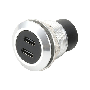 工业用品圆型模块双Typec母座接口面板USB固定车载机柜安装转换头