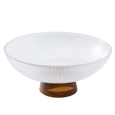 一淘一陶玻璃水果盘相思木底座