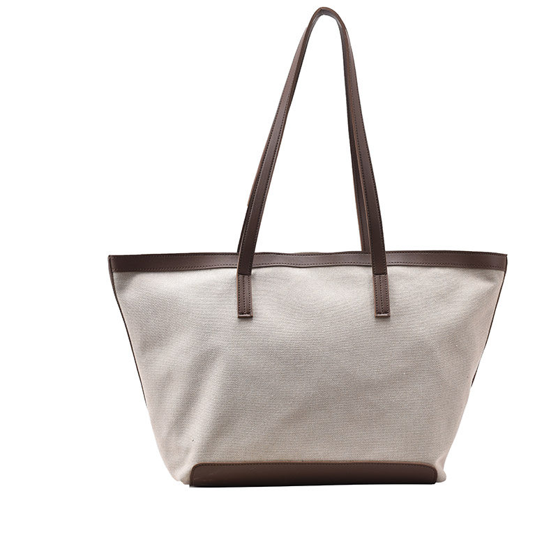 ins春夏大容量帆布包包女2026新款韩版文艺撞色单肩包百搭手提包