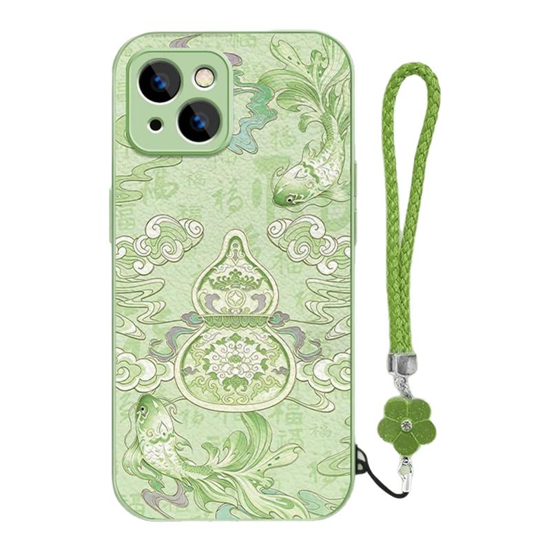 小清新锦鲤葫芦适用苹果17promax手机壳新品高级感iPhone16/15网红爆款镜面手机壳14/13/12防摔外壳保护套女