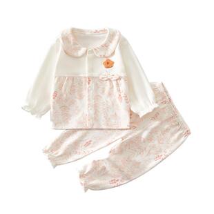 婴儿衣服女宝早秋a类纯棉套装7个月宝宝秋装婴幼儿小公主秋季分体