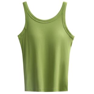 吊带背心女带胸垫夏季修身显瘦内搭修身白色无袖t恤打底外穿上衣