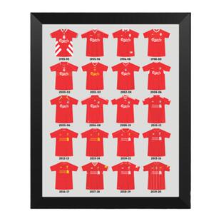 利物浦队20年历史球衣相框 红军球迷礼物 足球公园酒吧装饰挂件