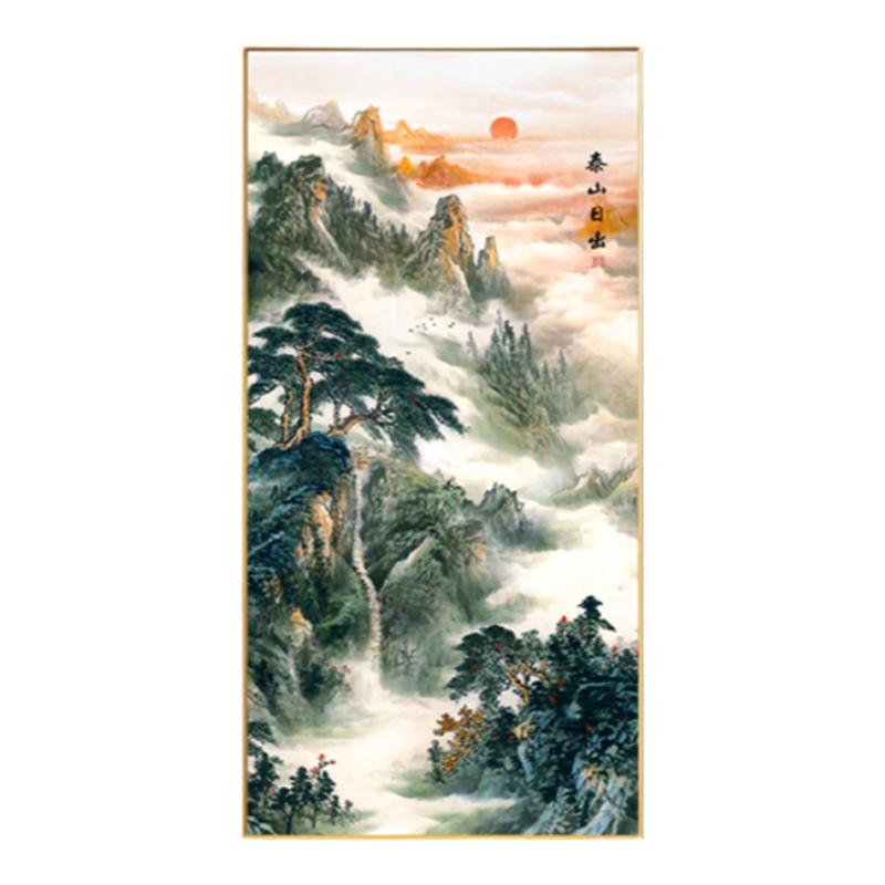 有山无水画靠山图入户玄关过道正对门风水招财挂画泰山日走廊竖版