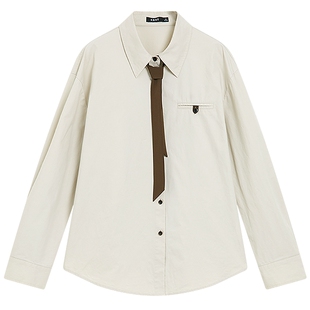 KBNE布朗尼纯棉复古学院风长袖衬衫女装2026春季新款法式衬衣上衣