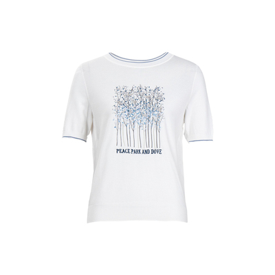 HONRN/红人白色圆领短袖针织衫