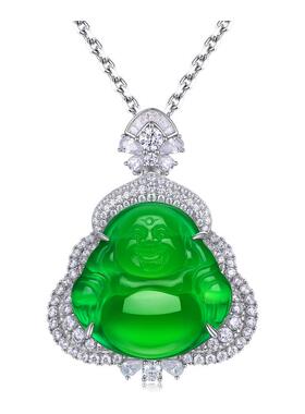 AILEQ铜镀金玉髓笑面佛吊坠女