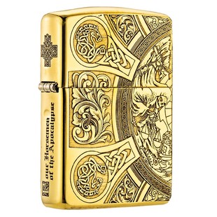 zippo打火机正版精雕盔甲机天启四骑士启示录防风定制煤油送男友