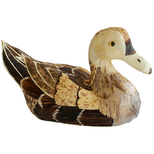 民间纯手工鸳鸯笋壳茶玩编制制作竹编鸭子茶宠摆件居家饰品工艺品