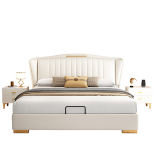 轻奢科技布床现代简约主卧双人床1.8米高档软靠北欧布艺储物大床