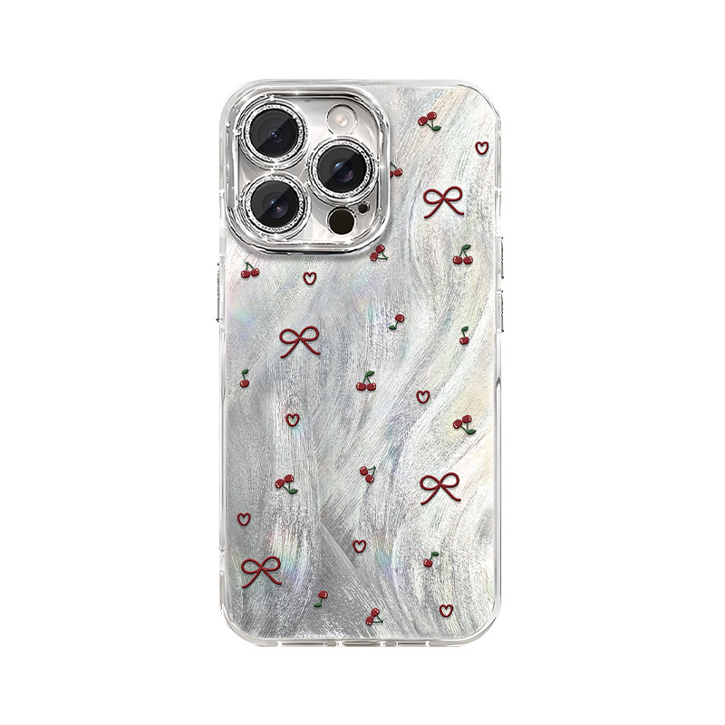 樱桃蝴蝶结适用苹果16promax手机壳创意iPhone15时尚苹果14pro/13硅胶苹果12/xs防摔苹果7plus